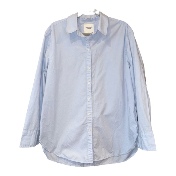 Abercrombie & Fitch Oversized Button Down Shirt Light Blue Size M II - Picture 2 of 5